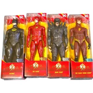 DC Comics Lot of 4 12" Action Figures Batman, Dark Flash, Flash, Barry
